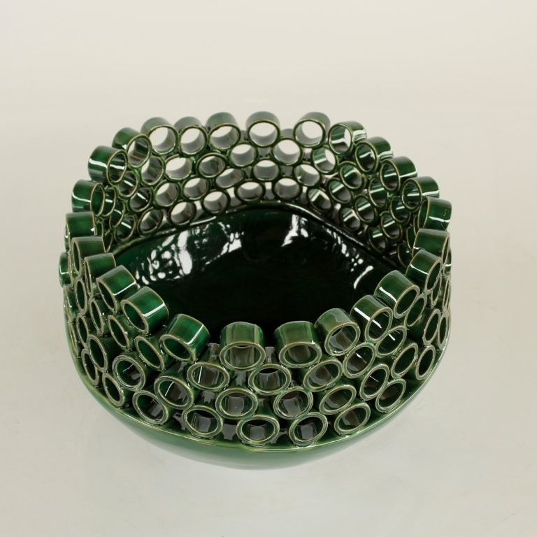 Dark Green Holey Ceramic Bowl